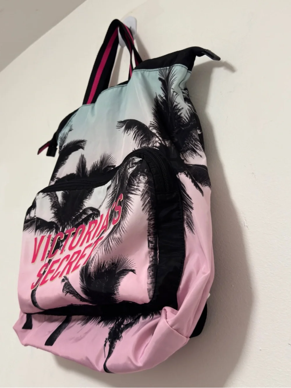 Victoria's Secret Backpack Packable Book Bag Travel Zip Closure Adjustable Strap